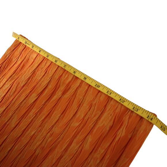 Zara Jacquard Pleated Midi Skirt Womens Size Large Orange Stretchy Raw Edge Hem - Picture 6 of 8